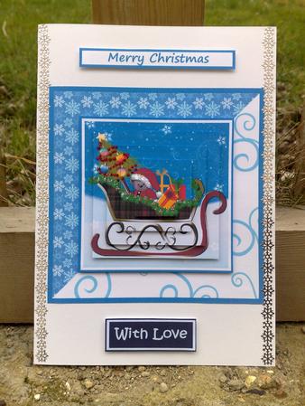 Santa's Sleigh Card Front & Pyramage by Hayley Griffiths