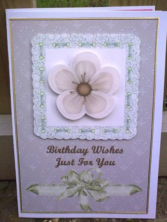 Cream Flower in Green Lace Frame by Hayley Griffiths