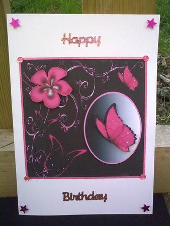 Pink and Black Card Front/topper by Hayley Griffiths