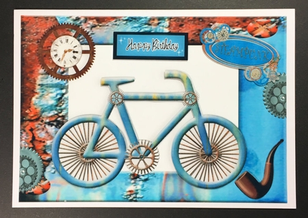 Steampunk Bicycle, with Pipe and Clock in Frame by Hazel Pepper