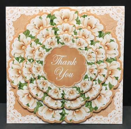 Peach Magnolia Thank You 3D Doily Card Mini Kit by Hazel Pepper