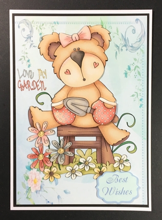 Teddy Bear Gardener Card with Various Greetings by Hazel Pepper