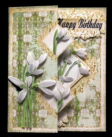 Snowdrops Foldback Card by Hazel Pepper