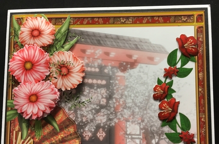 Oriental Flowers Card Front & Decoupage by Hazel Pepper