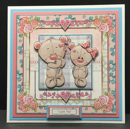 Romance Teddy Love Decoupage Topper by Hazel Pepper