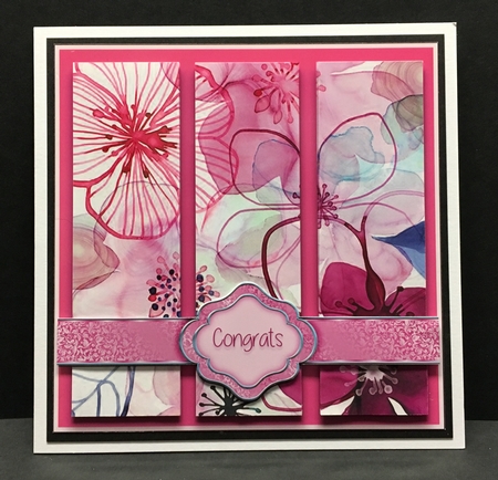 Floral Tri Panel Card Topper - Pink by Hazel Pepper