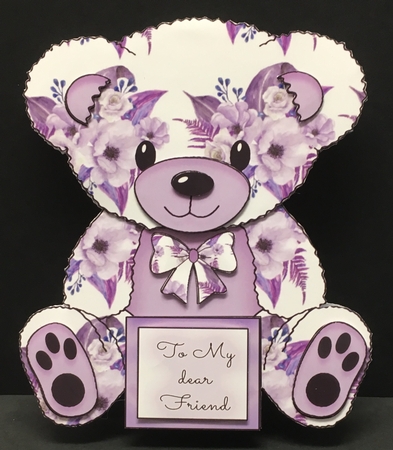 Tilly  - A Frame Floral Teddy Bear Card by Hazel Pepper