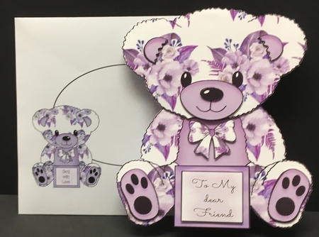 Tilly  - A Frame Floral Teddy Bear Card by Hazel Pepper