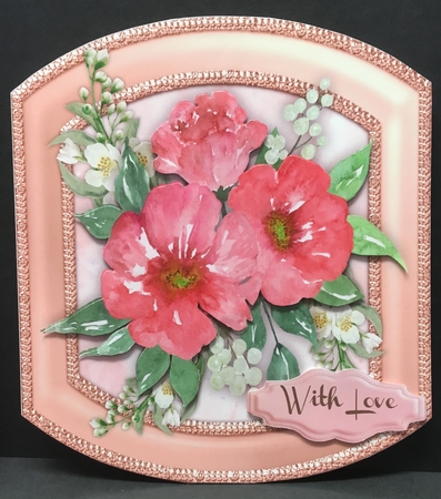 Beautiful Pink Trumpet Flowers on a Shaped Mat  by Hazel Pepper