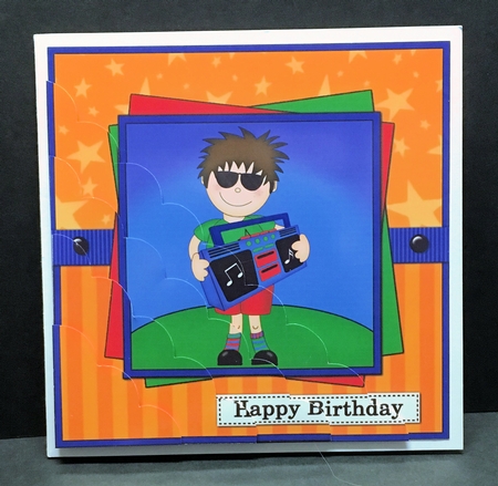 Boyz Birthday Teen Jaz has a Boombox Scalloped Corner Stacker by Hazel Pepper
