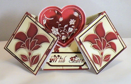 Valentine Hearts 'n Flowers Double Diamond Fold Card by Hazel Pepper