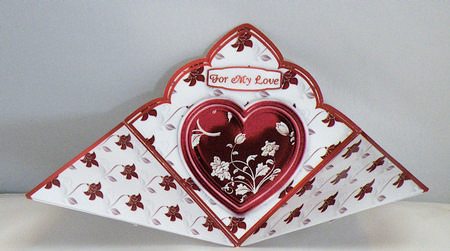 Valentine Heart 'n Flowers Diamond Fold Card by Hazel Pepper