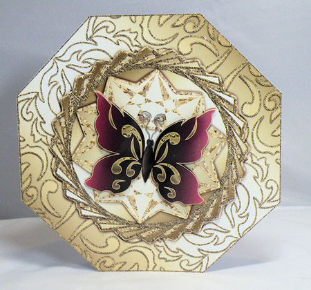 Fancy Octagon Shaped Topper with Butterfly 1 by Hazel Pepper