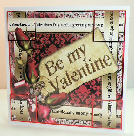 Be My Valentine Red Rose 8in Picture Topper Card Front by Hazel Pepper
