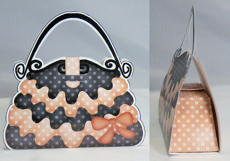 Dotty Frilly Handbag Shaped Treat or Favour Box Sheet 2 by Hazel Pepper