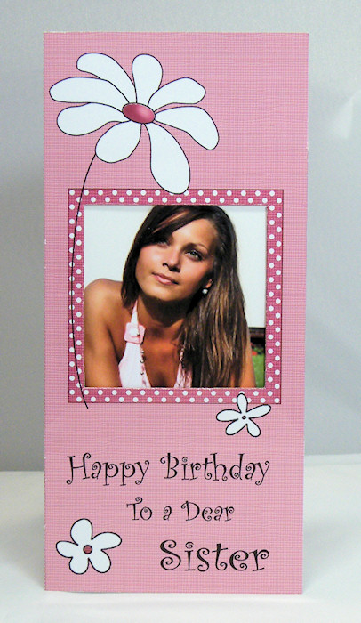 Add a Photo Daisy Birthday Sister with Easy Fold Frame by Hazel Pepper
