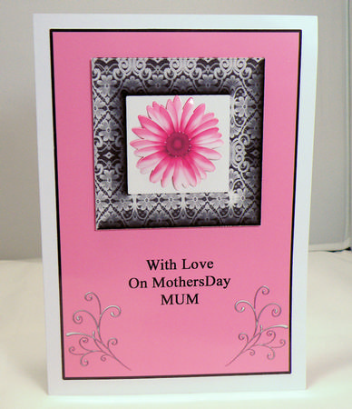 Pink Flower in Black Lace Frame - Mothers Day by Hazel Pepper