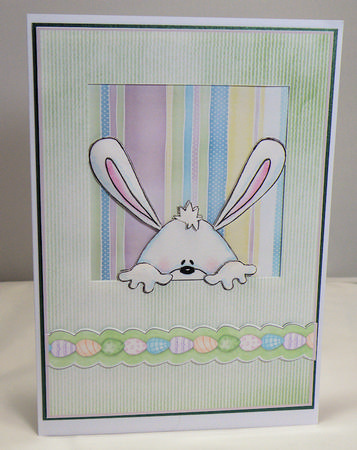 Peeking Bunny Card Front (green) by Hazel Pepper