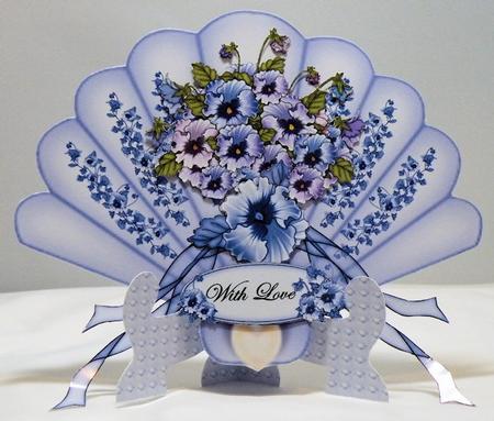 Blue Pansy Fan & Stand by Hazel Pepper