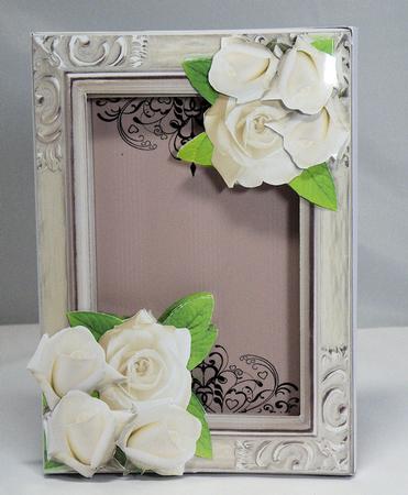 Inside Out Card White Roses by Hazel Pepper