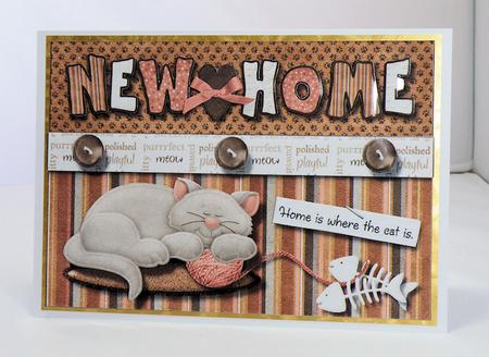 New Home "home is Where the Cat Is" Card Front by Hazel Pepper