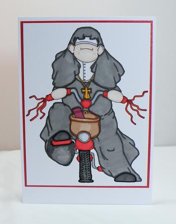 Biking Nun Doodles Digital Stamp by Hazel Pepper