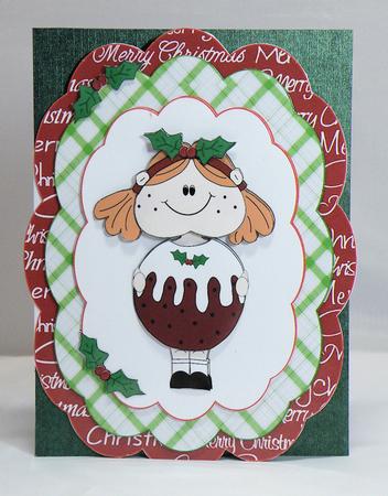 Maggie Xmas Pud Card Front by Hazel Pepper