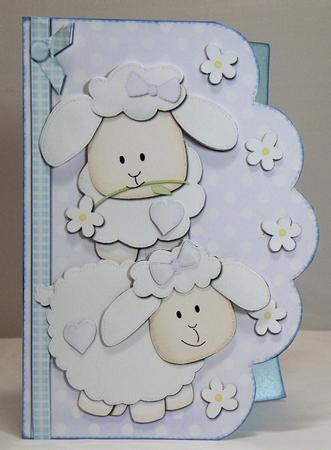 A5 Little Lamb Felties Scalloped Edge N 3D Decoupage by Hazel Pepper