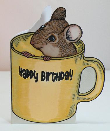 Mouse in a Mug Shaped Card, Digital Stamp by Hazel Pepper