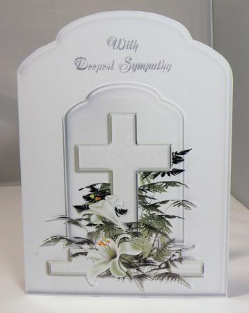 Sympathy Cross and Lilies Scalloped Top Quick Card by Hazel Pepper
