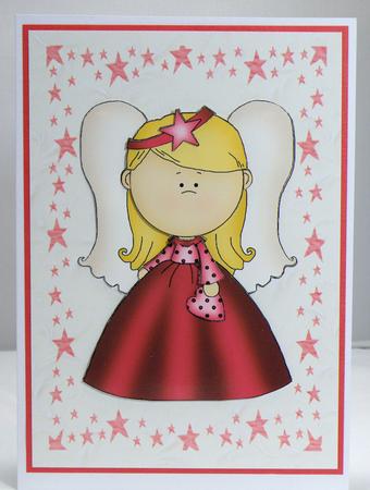 Cute Blonde Angel in Red Dress by Hazel Pepper