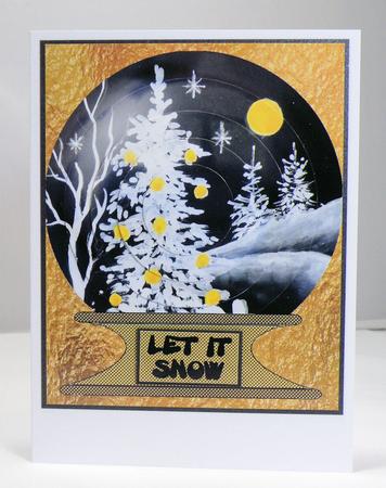Multi Lingual Christmas Black & White Snowglobe Scene by Hazel Pepper