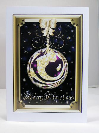 Christmas Bauble with Gold Decoration Card 6 by Hazel Pepper