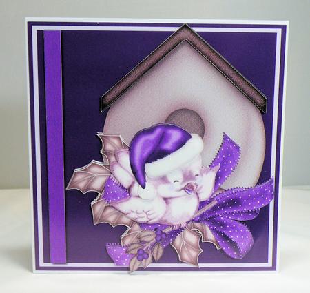 8x8" Christmas Bird Step by Step Kit (purples) by Hazel Pepper