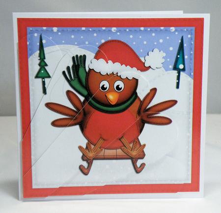 Xmas Robin Fan Pyramage Topper by Hazel Pepper