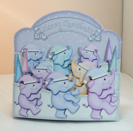 3D Xmas Pastel Elephants Pop Out Card Kit by Hazel Pepper
