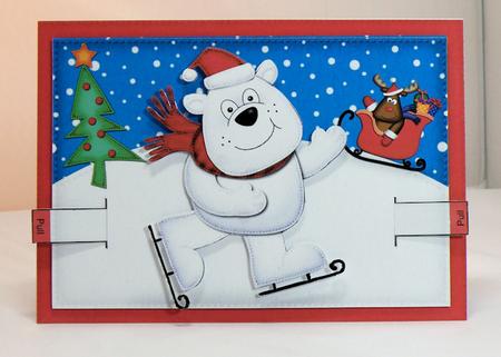 3D Xmas Skating Ben Polar Bear Animated Moveable Decoupage by Hazel Pepper