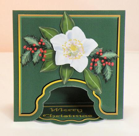 Christmas Rose Drop Flap Card by Hazel Pepper