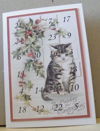 Christmas Vintage Cats Advent Calendar Card by Hazel Pepper