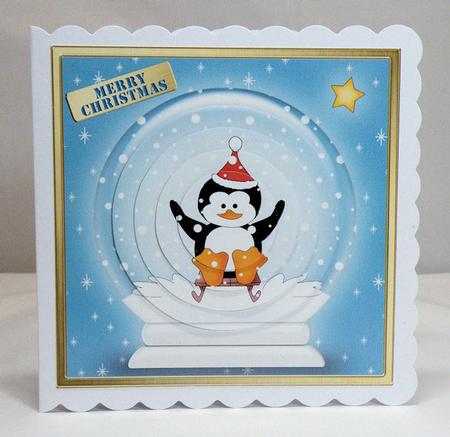 Skating Penguin Snowglobe Circle Pyramage Topper by Hazel Pepper