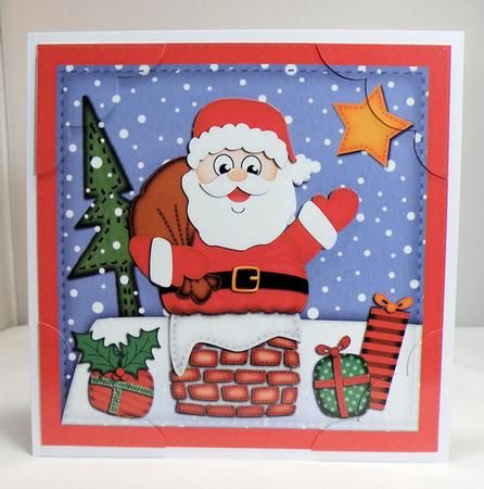8 x 8 Xmas Santa Got Stuck Scalloped Corner Topper by Hazel Pepper