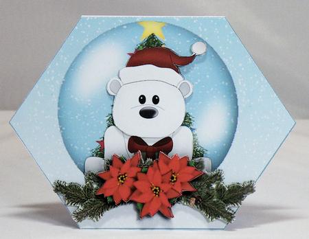 Snowglobe Bear Hexagon Card by Hazel Pepper