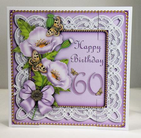 Lilac Poppy Butterfly 60th Birthday 8in Picture Topper by Hazel Pepper