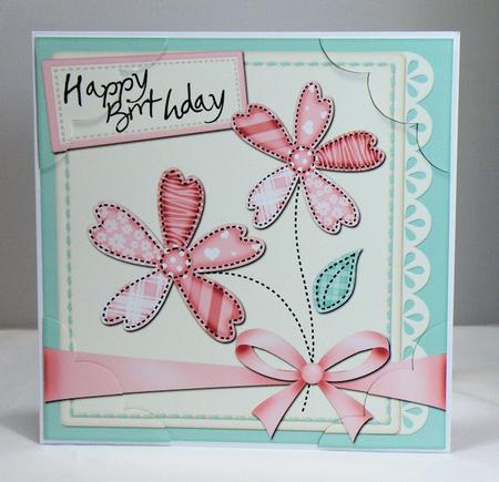 8 x 8 Birthday Flowers N Lace Corner Topper by Hazel Pepper