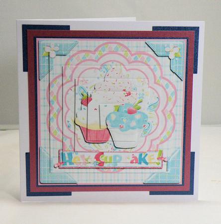 Hey Cupcake Square Pyramid Card Front by Hazel Pepper