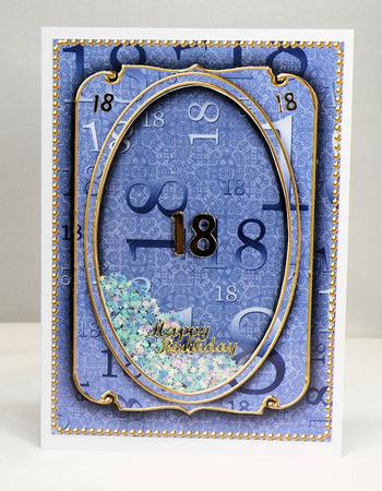 Blue 18th Birthday 7x5in Ornate Shaker Frame and Base by Hazel Pepper