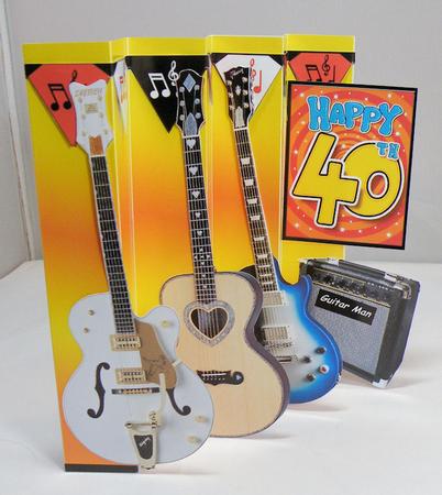 40th Birthday Guitars 4 x Fold Concertina Decoupage Card Kit by Hazel Pepper