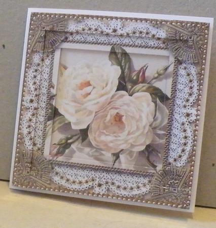 White Roses 2 Square Spiral Edge Stacker Card Front by Hazel Pepper