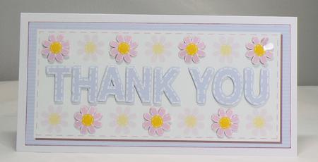 Dl Stitched Thank You Card - Blue by Hazel Pepper