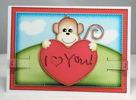 3D Chunky Monkey's Heart Animated Moveable Decoupage Card Ki by Hazel Pepper
